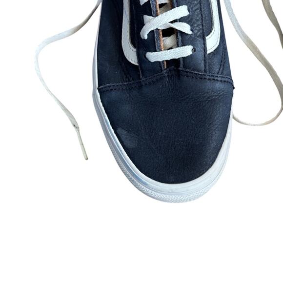 Vans Old Skool Skateboarding Shoes Navy Blue Leather Men 7.5 Women 9 - Picture 3 of 7